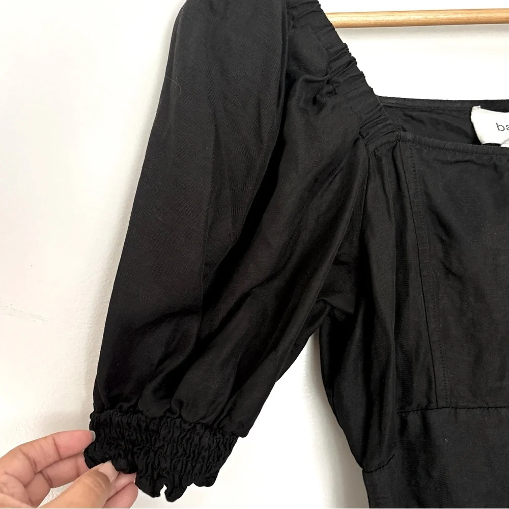 Ba&sh Palaia Black Puff Sleeve Open Back Smocked Dress Size XS - Picture 8 of 15